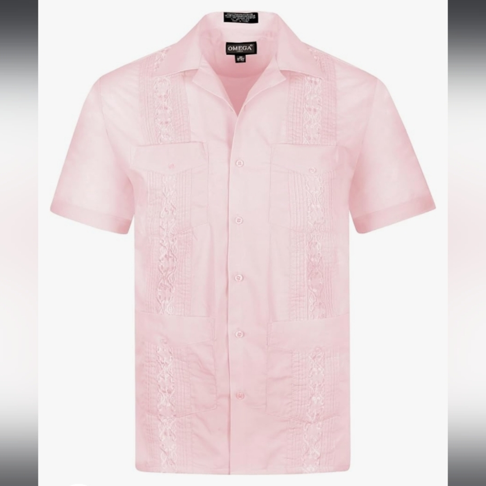 Omega Pink Guayabera Sz 4XL